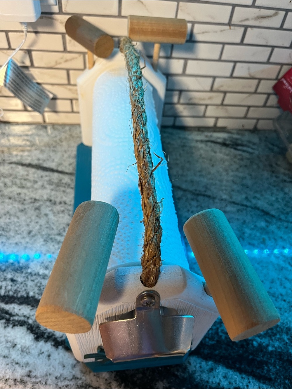 Crab Rustic Rope Handle Paper Towel Holder - White & Teal - Picture 5 of 5